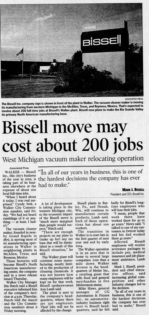 Bissell - October 2002 Article On Move To Texas (newer photo)